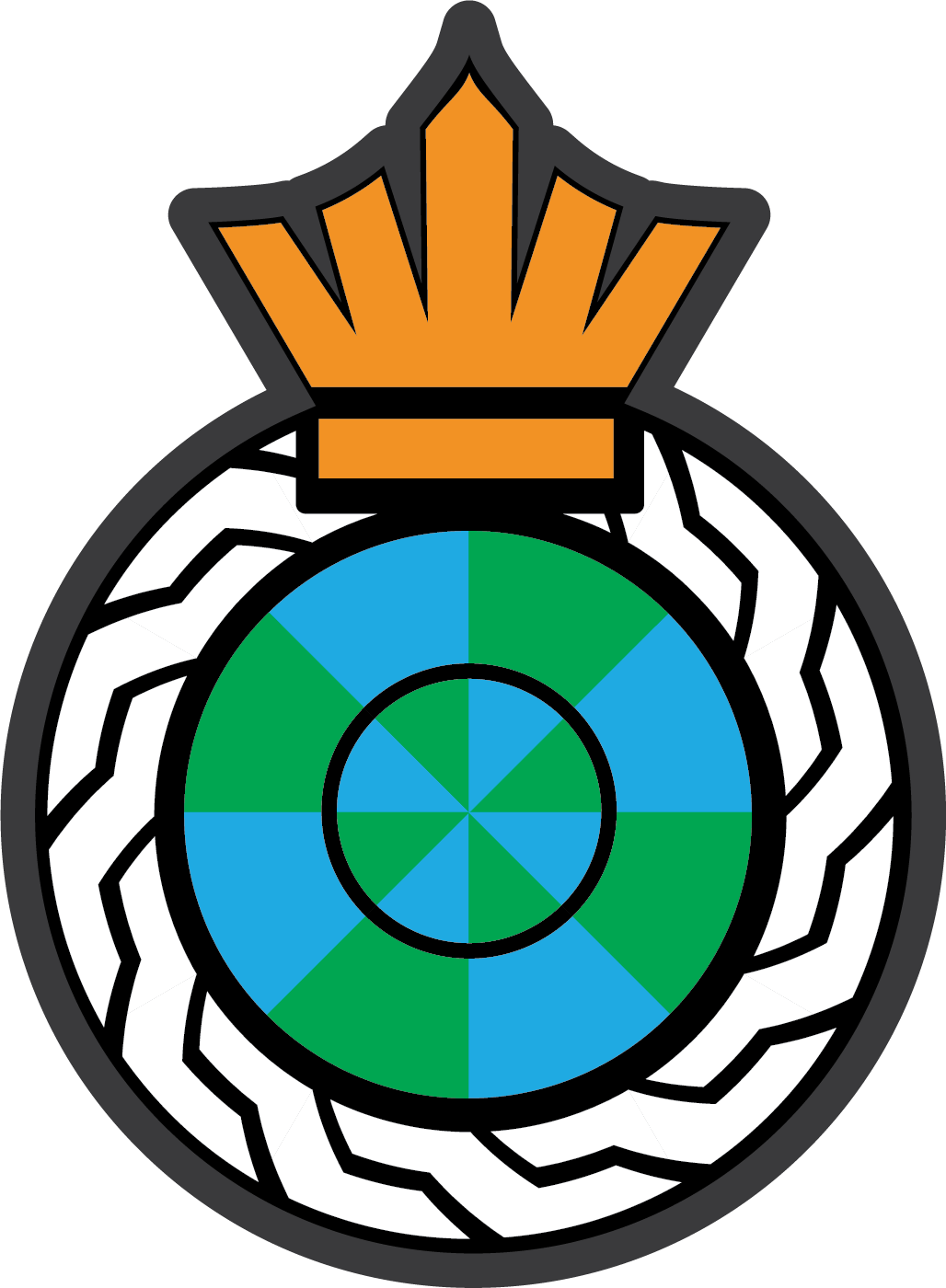 Blue and Green Circle with Crown (Small)